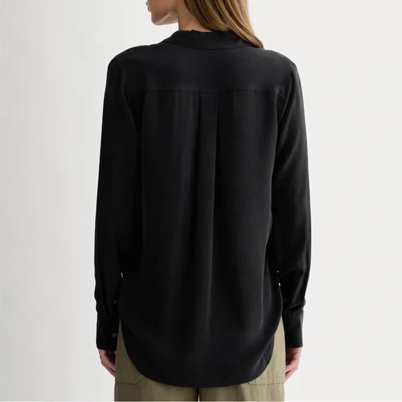 Everlane Black Button-Up 100% Silk Shirt - Size 2 - Picture 2 of 8